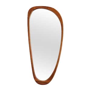 22 in. W x 48 in. H Irregular Natural Wood-Frame Wall Mirror, Distinctive Asymmetric Design