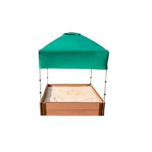 Classic Sienna 4 ft. x 4 ft. x 11 in. Composite Square Sandbox Kit with Telescoping Canopy/Cover - 1 in. profile