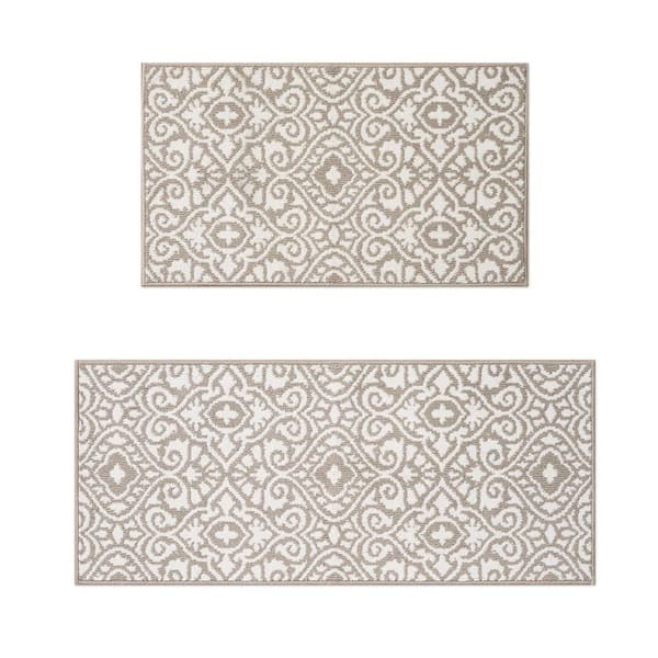 Feya Two-Tone Linen/Ivory 2 ft. x 5 ft Persian Polypropylene 2-Piece Rug Set