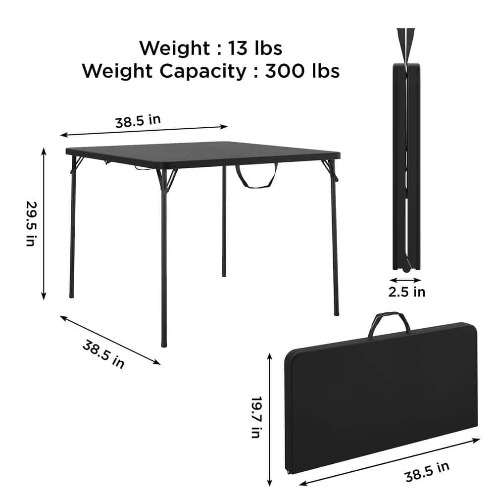 COSCO XL 38.5" Black Fold-in-Half Plastic Card Table