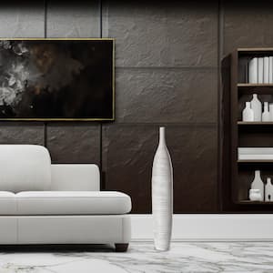 48 in. White Ribbed Design, Modern Decorative Bottle Shape Floor Vase