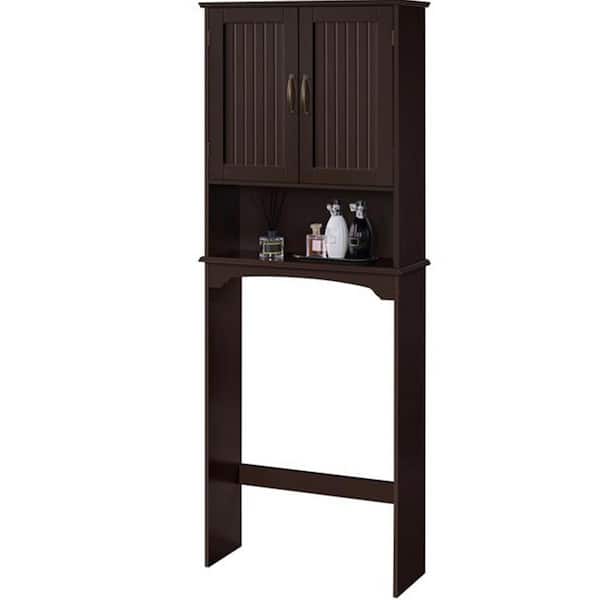 Cubilan 24.5 in. W x 66 in. H x 9 in. D Brown Over-the-Toilet Storage Bathroom Storage Organizer ...