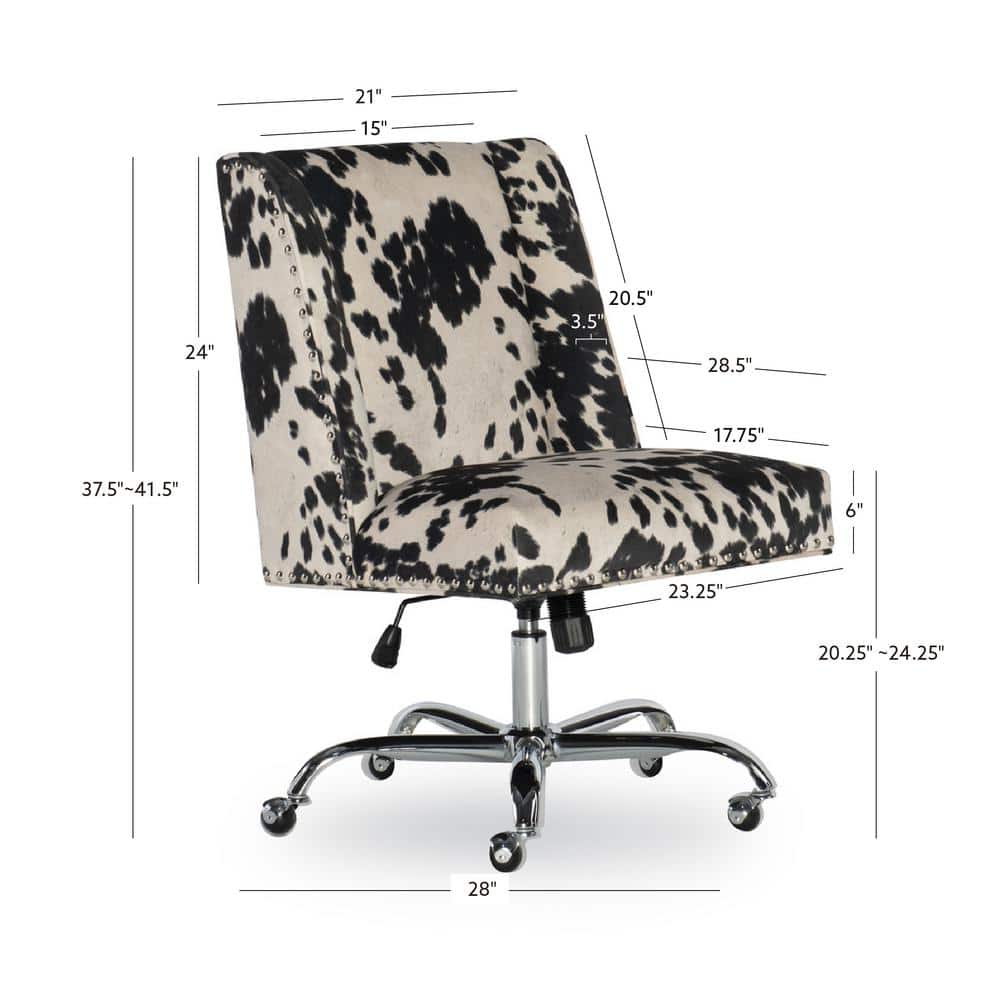 Draper Executive Swivel Office Chair in Black & White Cowhide Print