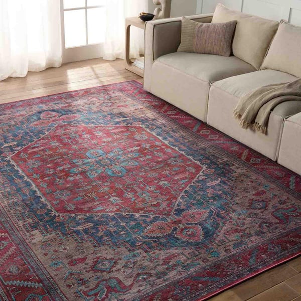 Fairbanks Red/Blue 7 ft. 10in. x 10 ft. Medallion Indoor Area Rug