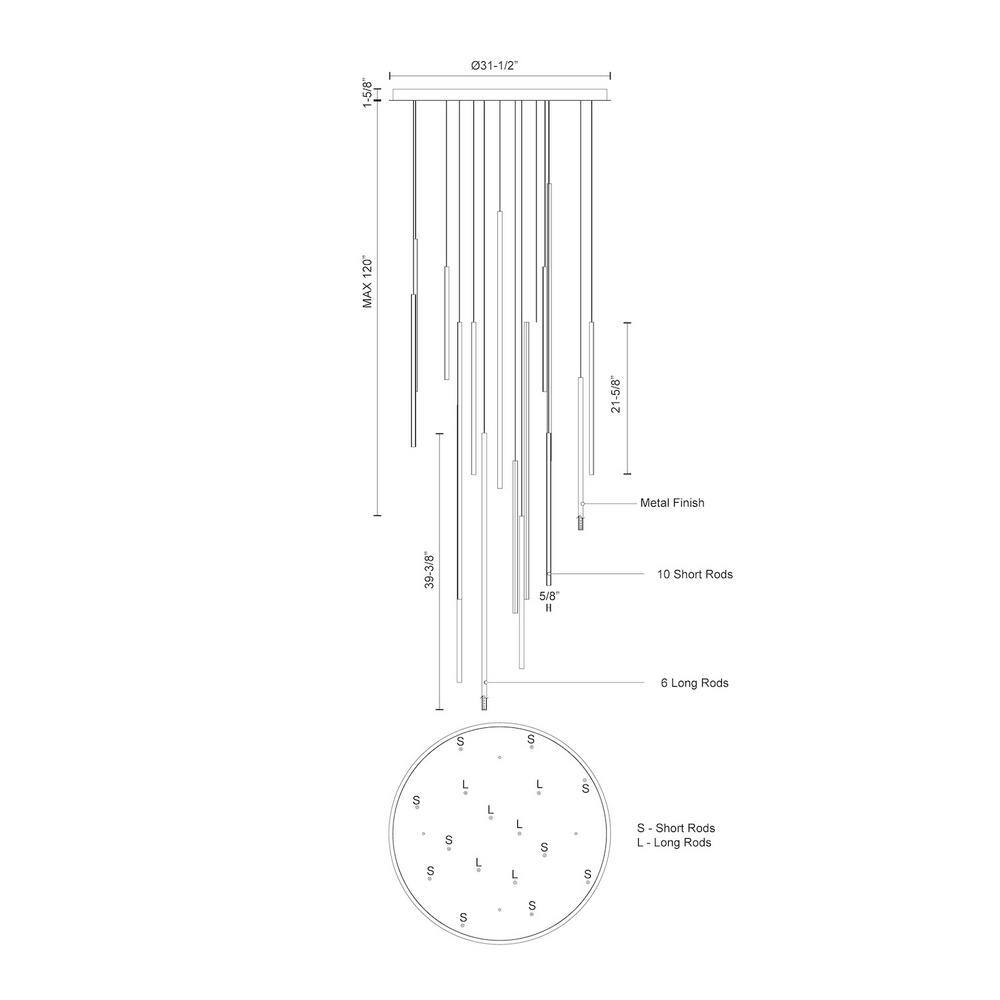 Chute 39'' White Aluminum LED Cluster Pendant