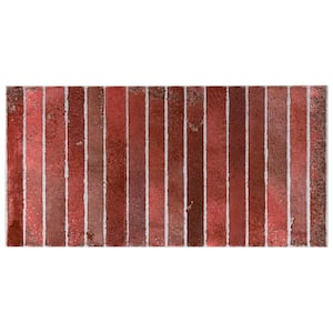 Mawr Red 5.9 in. x 0.31 in. Polished Fluted Ceramic Wall Tile Sample