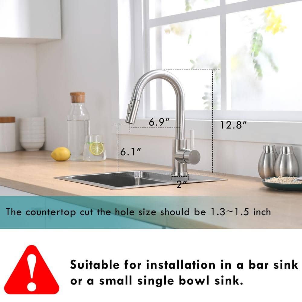Brushed Nickel Single Handle Pull-Out Spray Kitchen Faucet