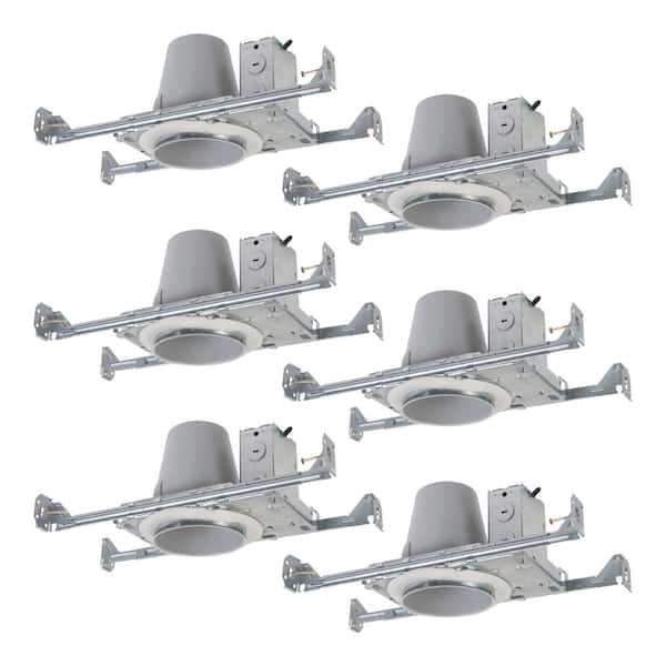 HALO E26 Series 4 in. Aluminum New Construction Non-IC Air-TiteRecessed Housing with Adjustable Socket Bracket (6-Pack)