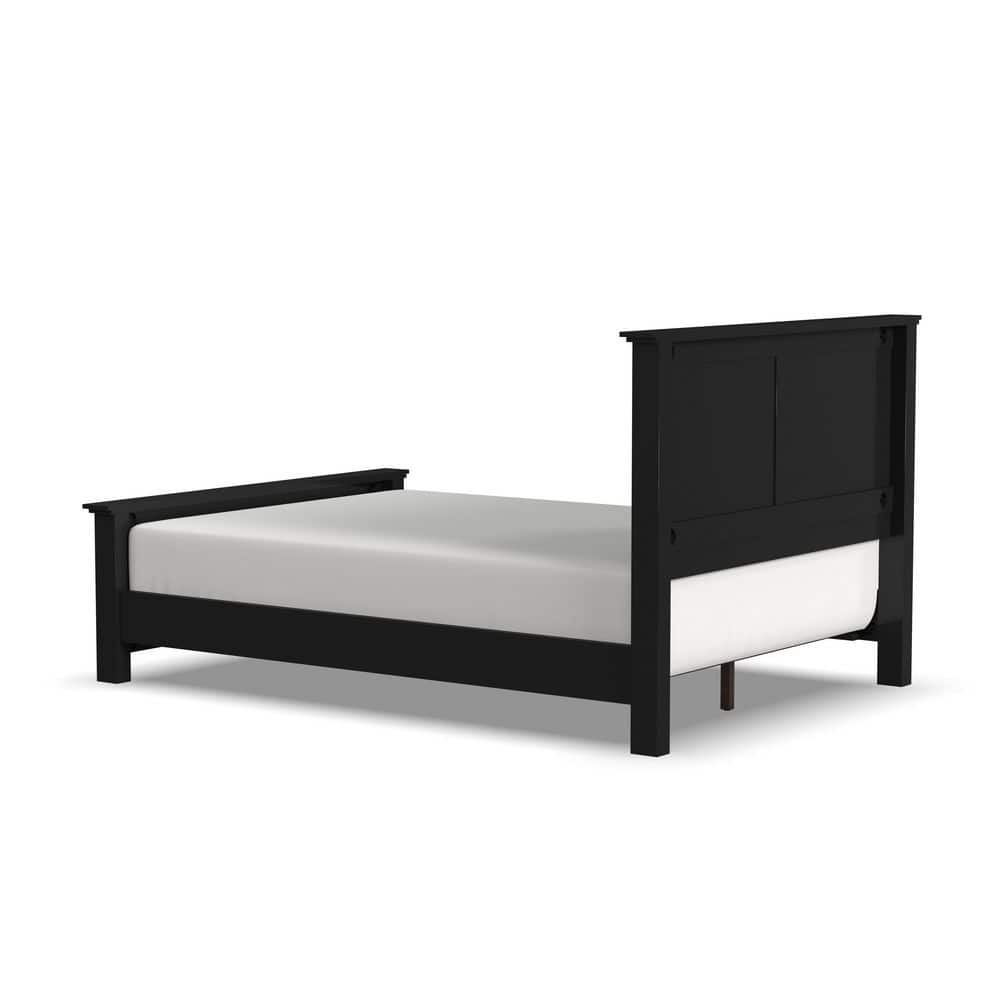 Oak Park Black Queen Wood Frame Upholstered Bed with Slats