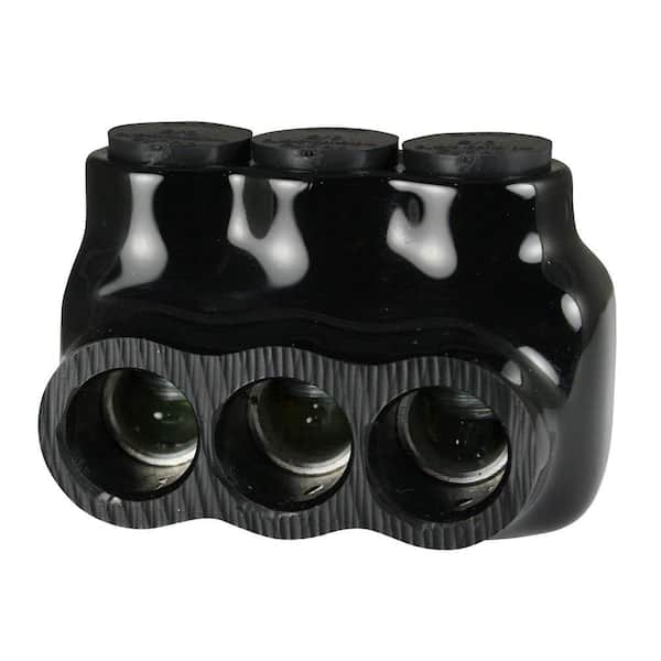 6 - 2/0 AWG 3-Ports Multi Tap Connector, Insulated Single Sided Entry, Black