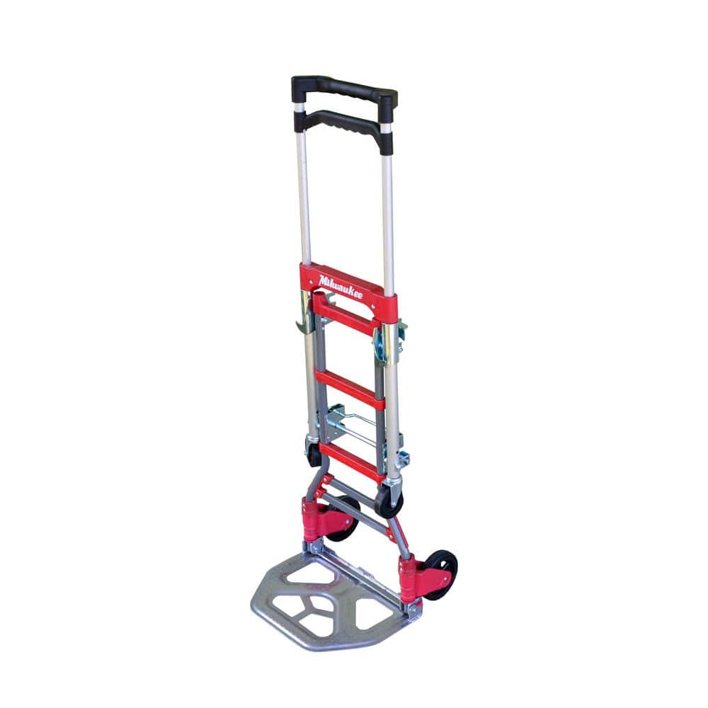 Red Folding Aluminum Hand Truck with Strap and Steel Frame