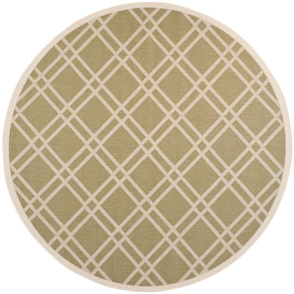 Courtyard Green/Beige 8 ft. x 8 ft. Round Geometric Indoor/Outdoor Patio  Area Rug