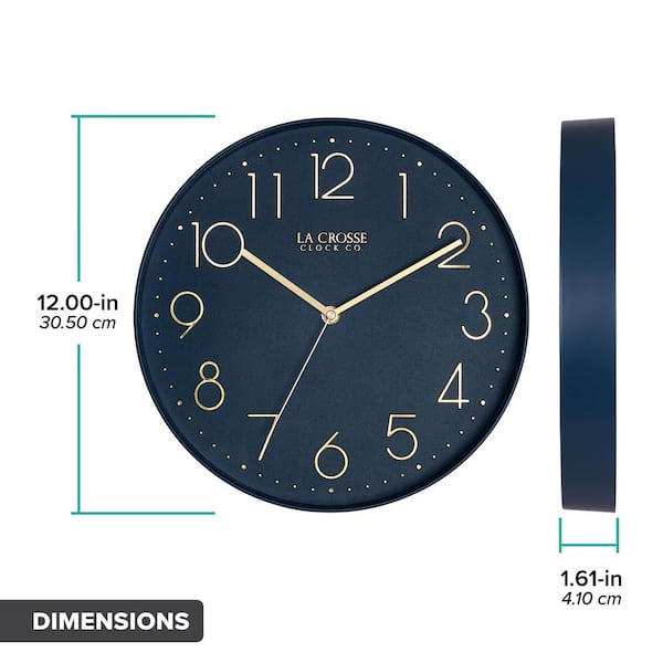 La Crosse Technology, Ltd. 12 in. Paxton Navy Blue Silent Sweep