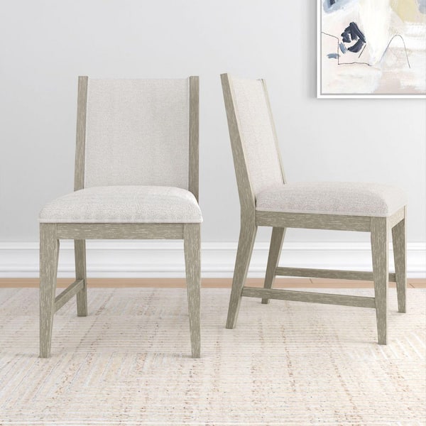 Sereno Antique White and Ivory Boucle Upholstered Dining Chair (Set of 2)
