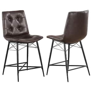 Aiken 24.75 in. H Brown Metal Frame Tufted Counter Height Stools (Set of 2)