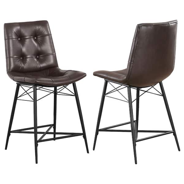 Coaster Aiken 24.75 in. H Gray Wood Frame Tufted Counter Height Stools (Set of 2)