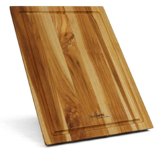 Unbranded 10-Piece 15.5 in. x 11 in. Rectangular Teak Wood Reversible Chopping Serving Board Cutting Board Set with Juice Groove