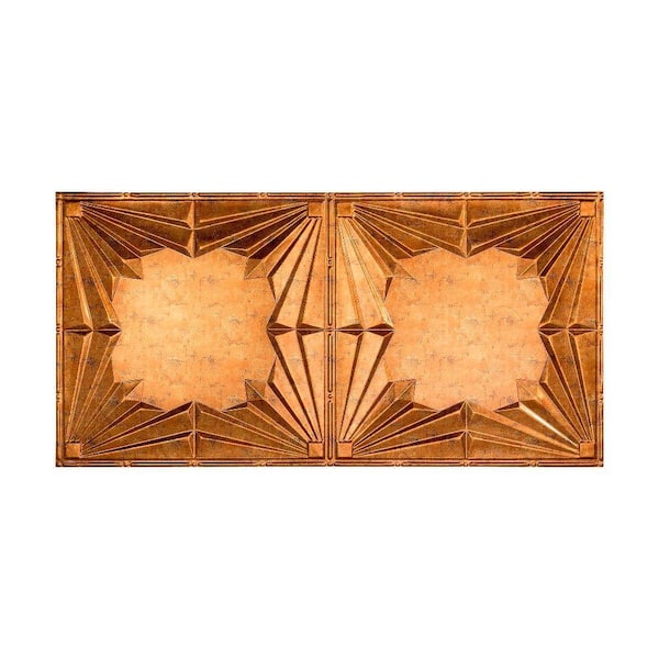 Fasade Art Deco 2 ft. x 4 ft. Glue Up PVC Ceiling Tile in Muted Gold