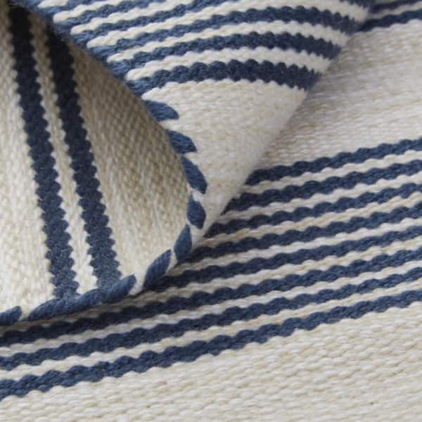 10 X 14 Ivory, Blue Striped Area Rug
