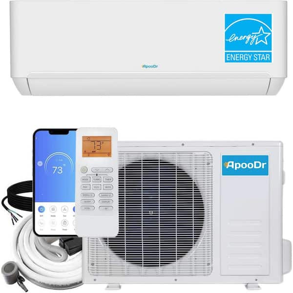 ENERGY STAR 9000 BTU 23 SEER2,230-Volt, 400-Sq. Ft Ductless Mini Split AC with Heat Pump, Wi-Fi Control, 16Ft. Lineset
