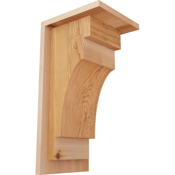 Ekena Millwork 7-1/2 in. x 8 in. x 16 in. Western Red Cedar Mediterranean Smooth Corbel with Backplate
