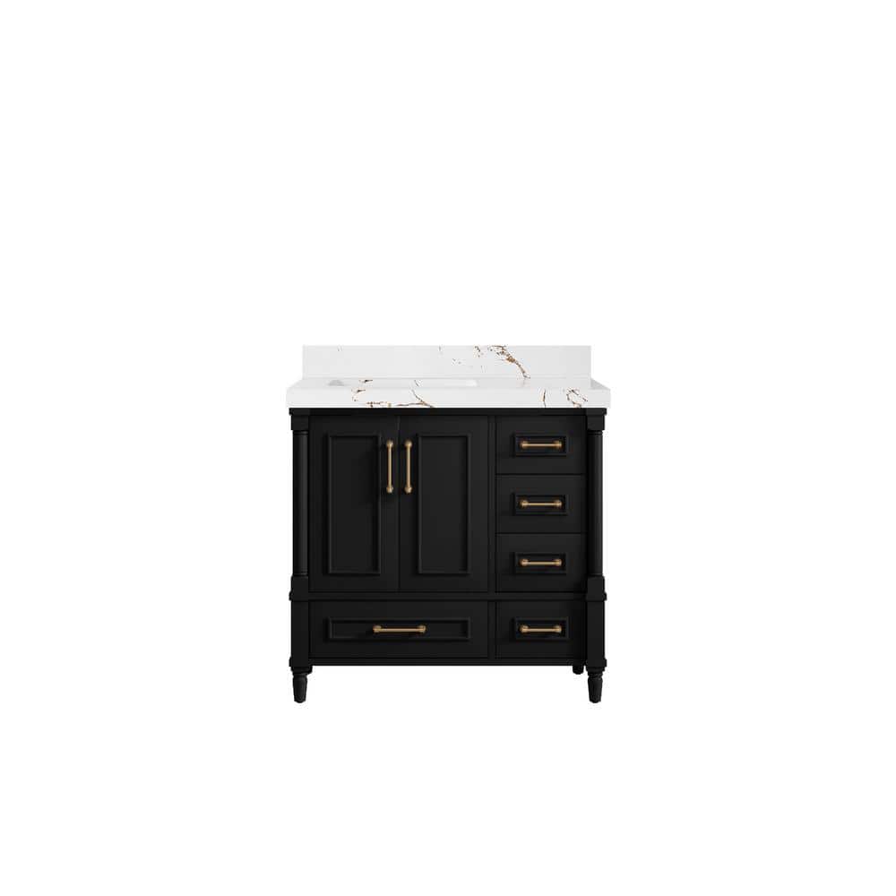 Hudson 36 in. W. x 22 in. D x 36 in. H Single Left Offset Sink Bath Vanity in Black with 2 in. Viola Brown Qt. Top price history on PriceWatchPro
