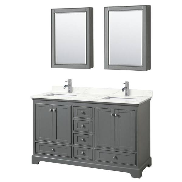 Wyndham Collection Deborah 60-in Dark Gray Bathroom Vanity Cabinet (Mirror Included)