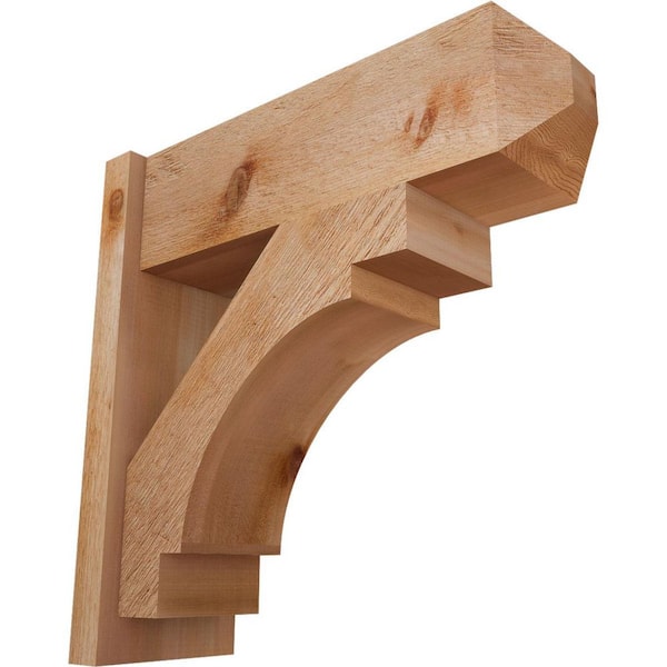Ekena Millwork 8 in. x 24 in. x 24 in. Western Red Cedar Merced Craftsman Rough Sawn Outlooker