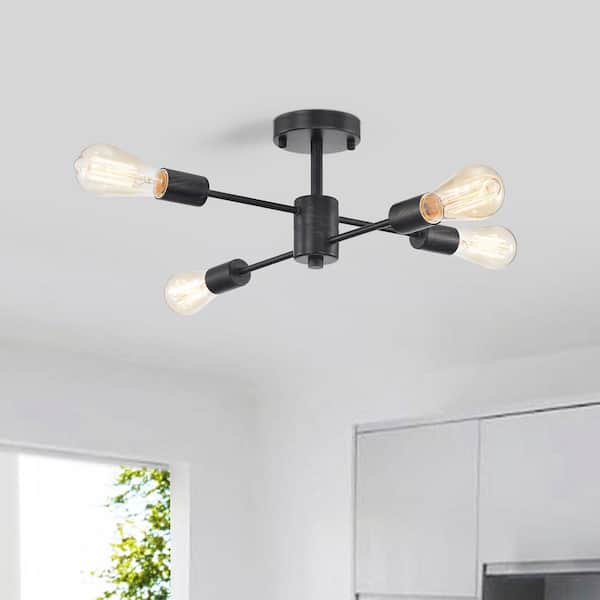 Jojospring Phoebe 18 in. Dia 4-Light Sputnik Antique Black