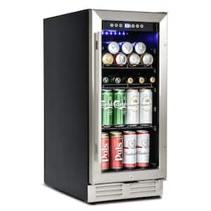 Built-In and Freestanding 15 in. Mini Beverage Refrigerator/Wine Cabinet Cellar Cooling Unit in Black and Silver