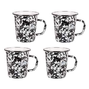 16 oz. Black Swirl Enamelware Latte Mugs (Set of 4)