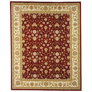 Lyndhurst Red/Ivory 9 ft. x 12 ft. Speckled Floral Border Area Rug