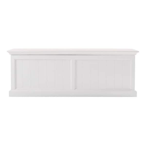 HomeRoots Bernadette White Glossy Bench with Lift Top (19.69 in. H x 55.12 in. W x 17.72 in. D)