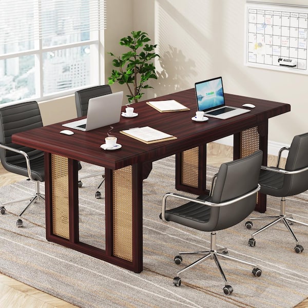 BYBLIGHT Capen 87 in. L Shaped Brown Engineered Wood 2 Drawer Executive Desk  with 51 in. File Cabinet Home Office Computer Desk BB-F1658XF - The Home  Depot