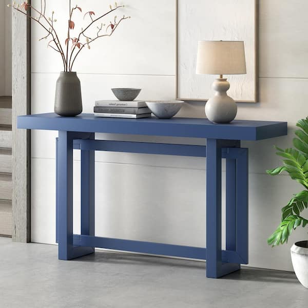 Harper & Bright Designs Industrial Style 59.1 in. Navy Blue Rectangle Wood Console Table
