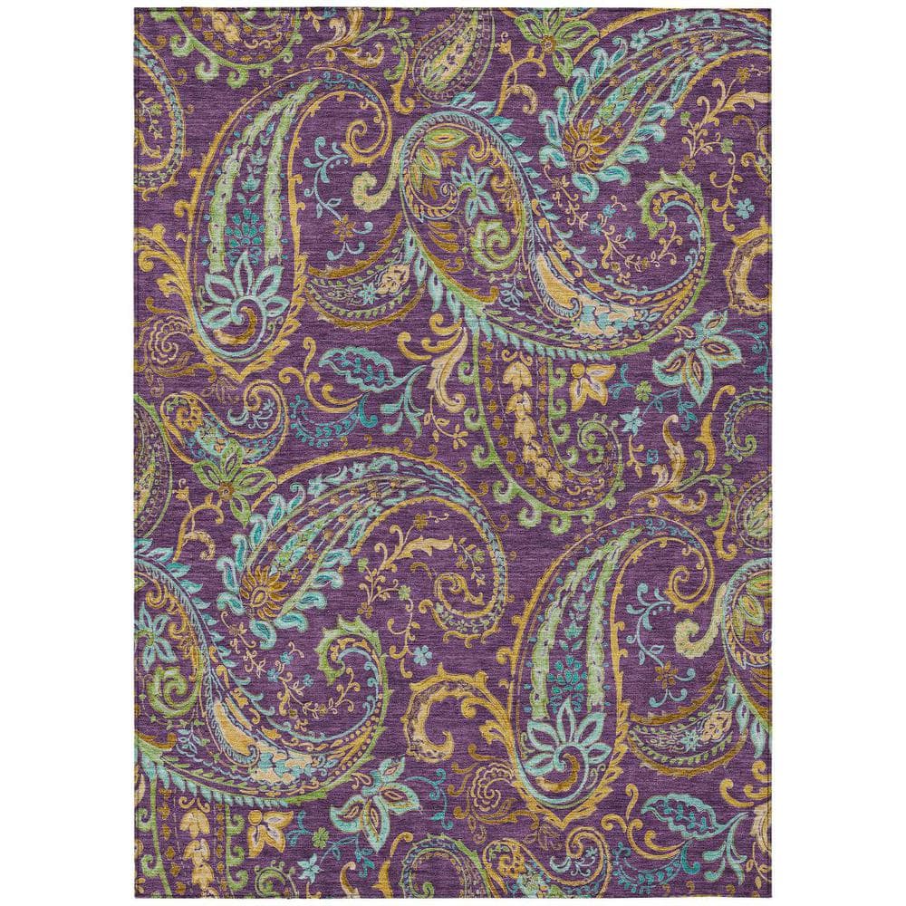 HomeRoots Purple 3 ft. x 5 ft. Woven Paisley Polyester Rectangle Indoor ...