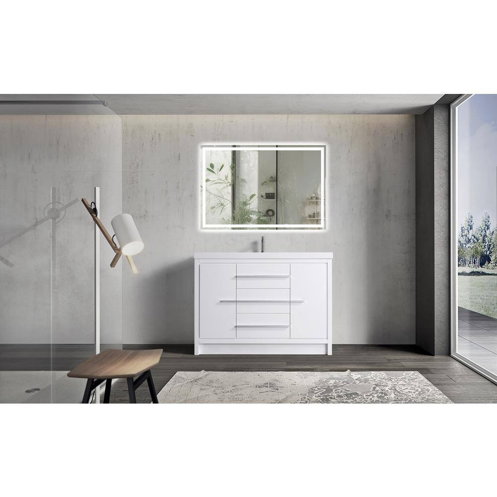 48" White Plywood Freestanding Single Sink Vanity