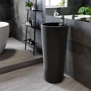 Monaco Matte Black Ceramic Circular Pedestal Sink