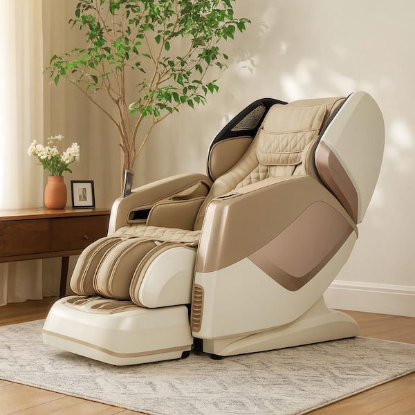 Osaki Maestro LE Series Tan Reclining 4D Massage Chair with Wireless Charger, Heated Back Roller, Touch Screen Remote