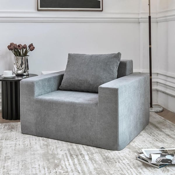 Unbranded 40 in. W Square Arm Polyester Rectangle Sofa Couch with Pillow, Bean Bag Chair for Adults, Large Bean Bag Sofa in Grey