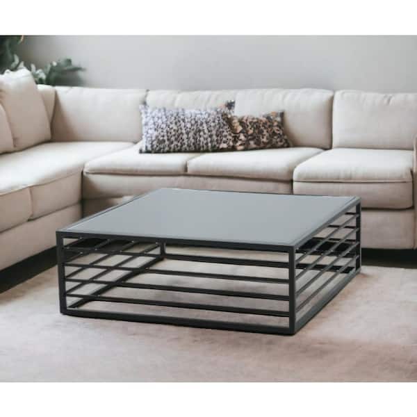 HomeRoots 43 in. Mirrored Square Glass Coffee Table