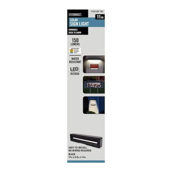 11 in. Dimmable Dusk-to-Dawn Solar Powered LED Sign Light
