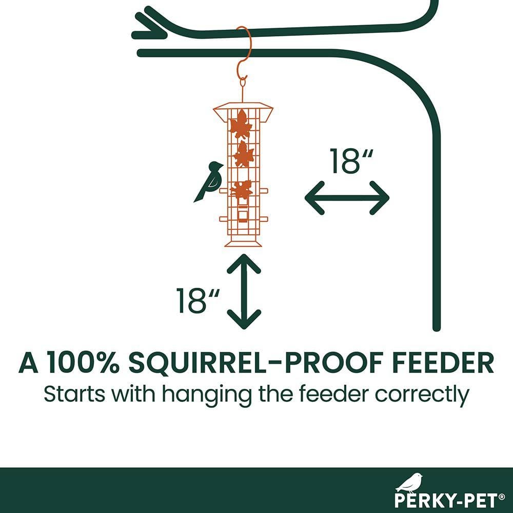 Brown Metal Hanging Squirrel Resistant Tube Bird Feeder