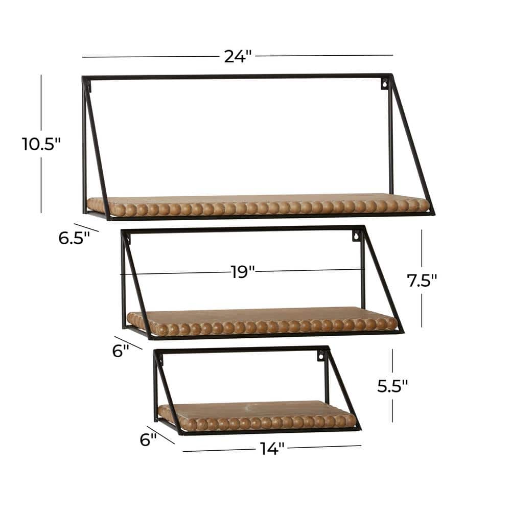 Sleek Black Floating Wall Shelf Trio for Modern Living Spaces