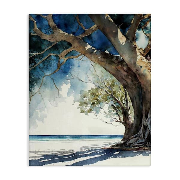 Looming Tree on Coast by Svetlana Aleynikova Unframed Nature Graphic Art Print 40 in. x 30 in.