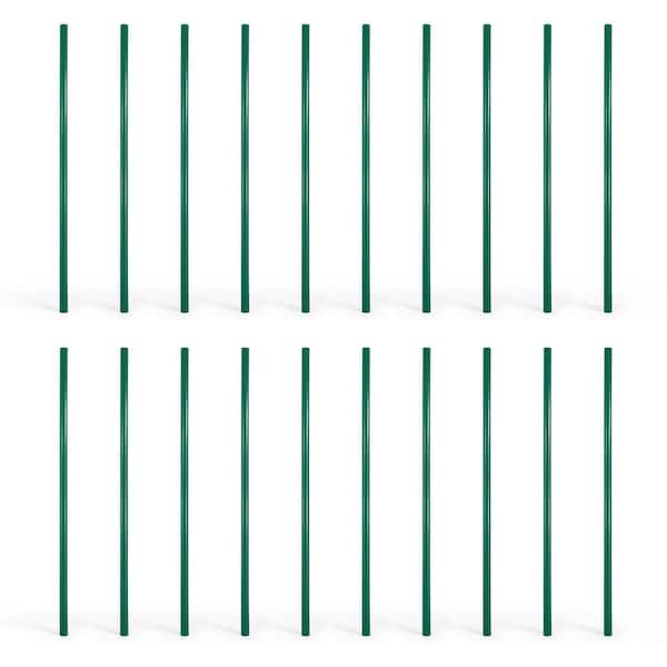 Green Galvanized 1-7/8 in. x 1-7/8 in. x 7 ft. Steel Line Chain Link Fence Post (20-Pack)