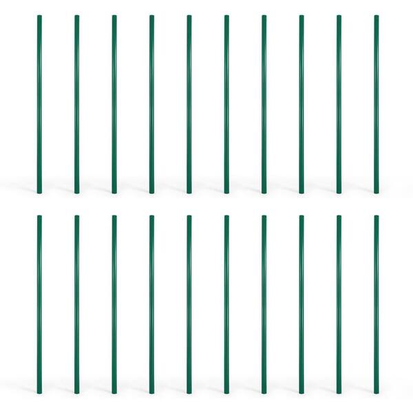 Green Galvanized 2-3/8 in. x 2-3/8 in. x 7 ft. Steel Corner Chain Link Fence Terminal Post (20-Pack)