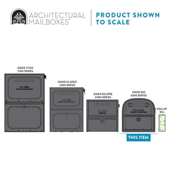 Oasis 360 Locking Parcel Mailbox with 2-Access Doors Black