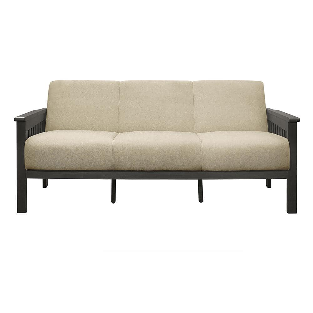 Copley 71.5 in. W Straight Arm Textured Fabric Rectangle Sofa in. Light Bro