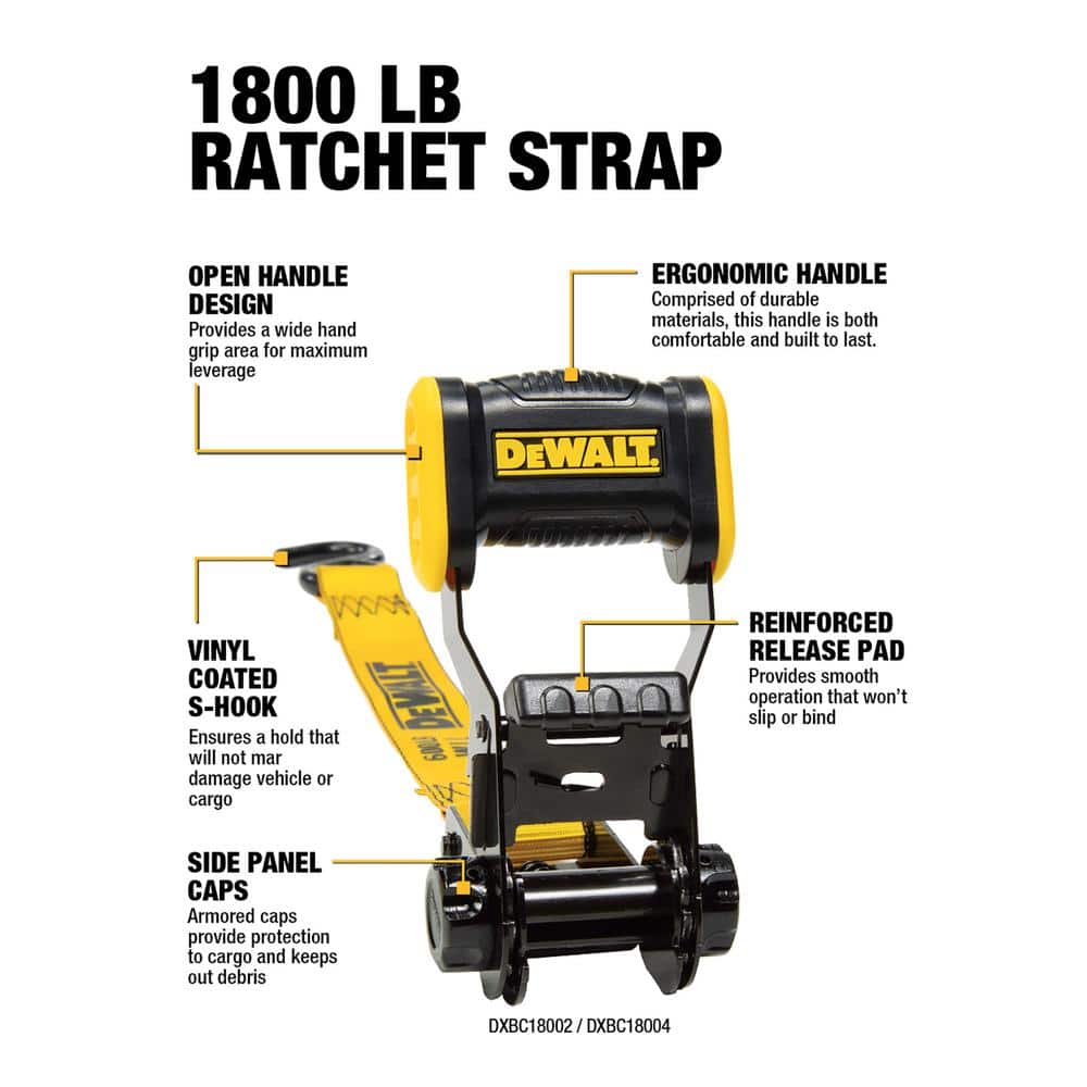 DeWalt Heavy-Duty Yellow & Black 12ft Ratchet Strap Set